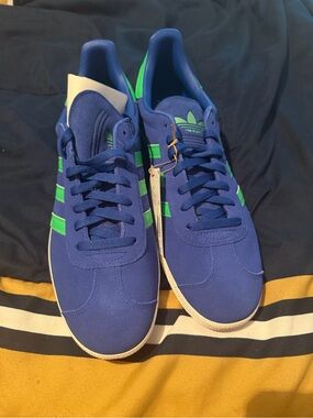 adidas Blue with Green Stripe Retro Sneakers